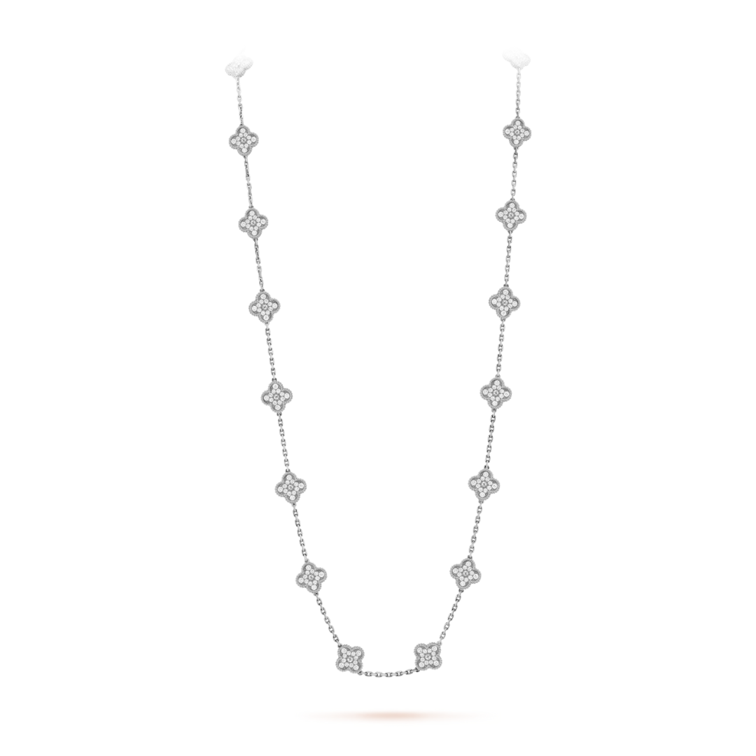 FLORAL CLOVER NECKLACE 20 MOTIFS - ZIRCONIA/SILVER