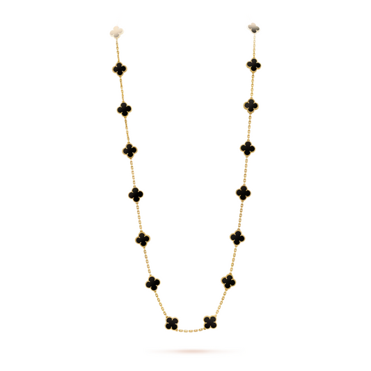 FLORAL CLOVER NECKLACE 20 MOTIFS - BLACK