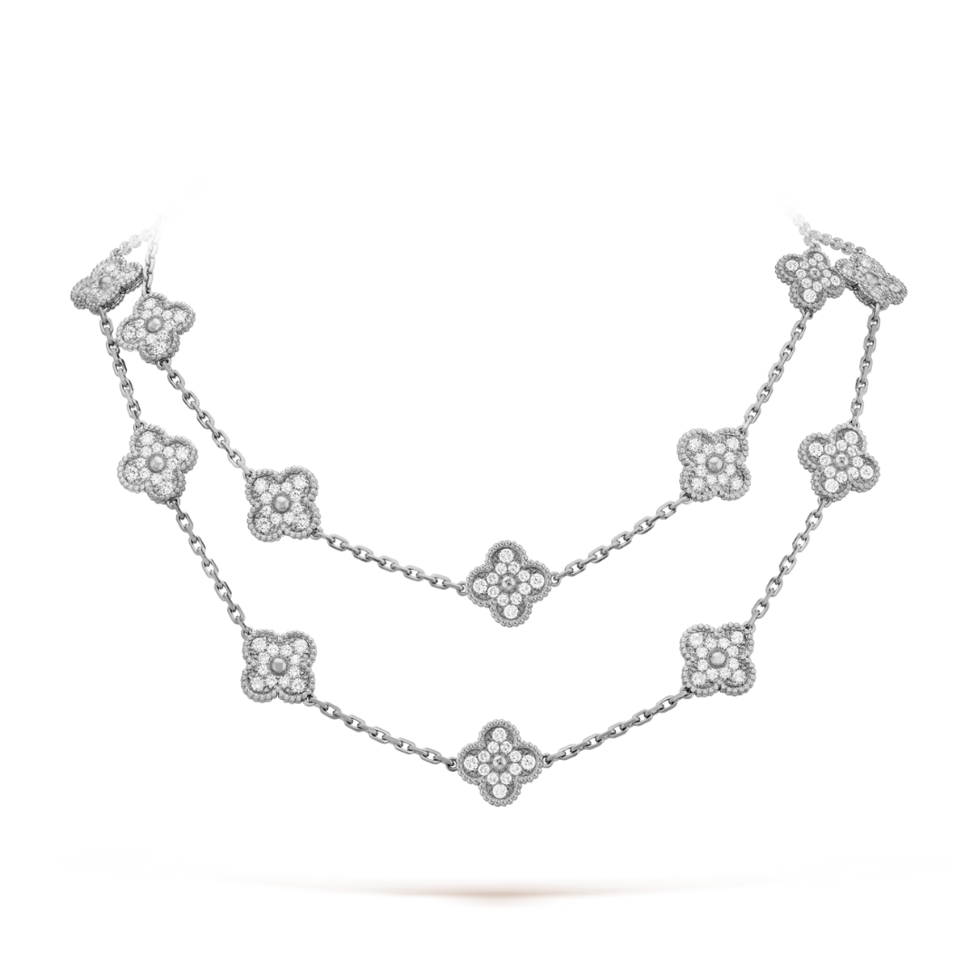 FLORAL CLOVER NECKLACE 20 MOTIFS - ZIRCONIA/SILVER