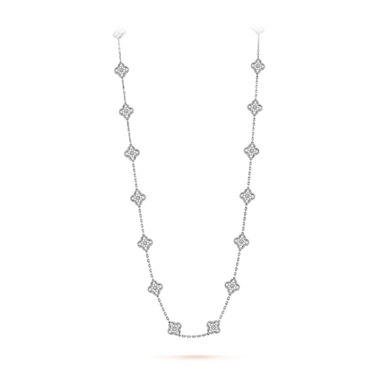 FLORAL CLOVER NECKLACE 20 MOTIFS - ZIRCONIA/SILVER