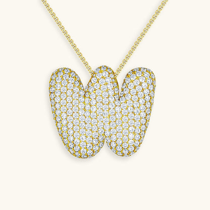 Bubble Initial Diamond Necklace